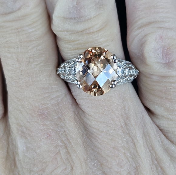 Authentic Tacori Morganite & Diamond Simulant Ring Sterling Silver Size 7! - Picture 5 of 5